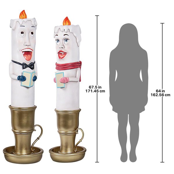 Design Toscano Holiday Luminaries Welcoming Candle Door Sentry Statues: Set of Two - NE9200003