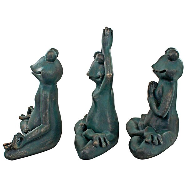 Design Toscano Relax, Renew and Ribbit Zen Garden Frog Statues - QL180583