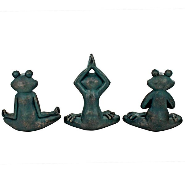 Design Toscano Relax, Renew and Ribbit Zen Garden Frog Statues - QL180583
