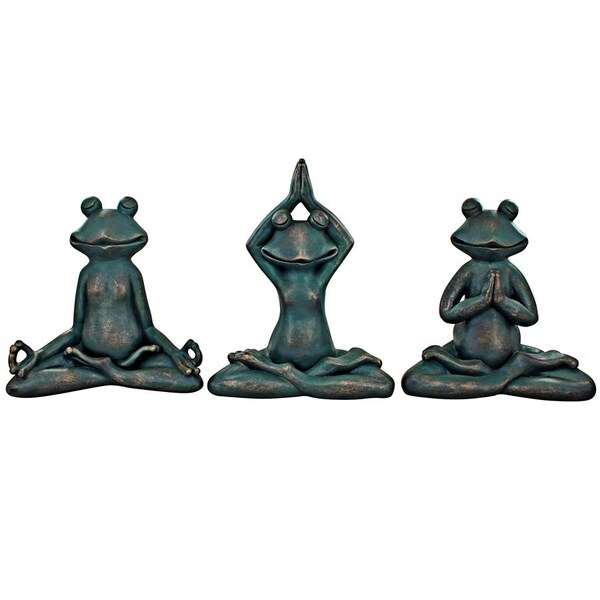 Design Toscano Relax, Renew and Ribbit Zen Garden Frog Statues - QL180583