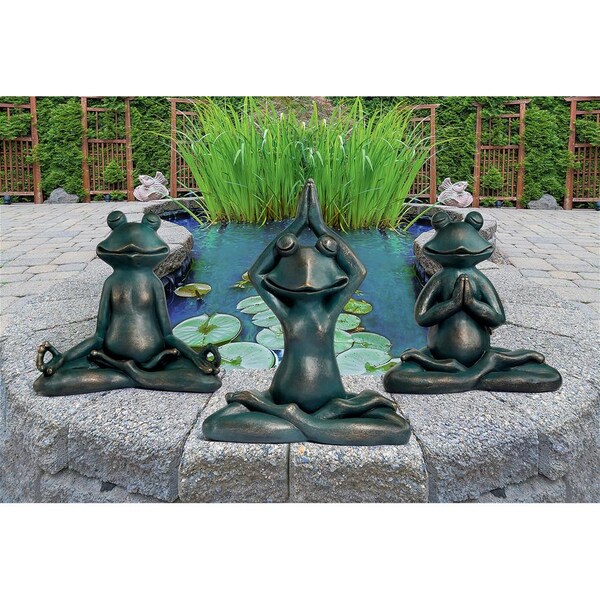Design Toscano Relax, Renew and Ribbit Zen Garden Frog Statues - QL180583