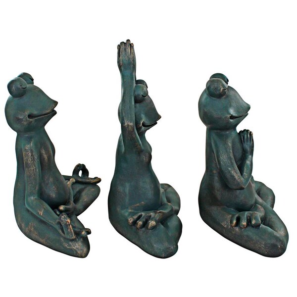 Design Toscano Relax, Renew and Ribbit Zen Garden Frog Statues - QL180583
