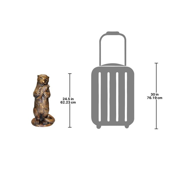 Design Toscano Standing Otter with Fish Cast Bronze Garden Statue - PN7383