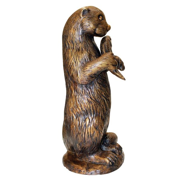Design Toscano Standing Otter with Fish Cast Bronze Garden Statue - PN7383