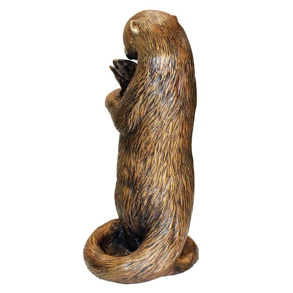 Design Toscano Standing Otter with Fish Cast Bronze Garden Statue - PN7383