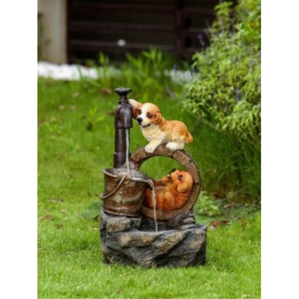 Jeco Playing Dogs Fountain with LED Light - FCL172