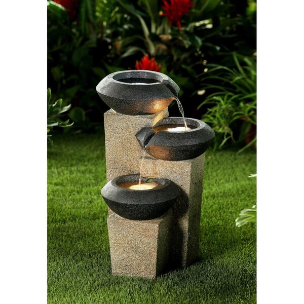Jeco Three-Tiered Modern-Style Illuminated Water Fountain - FCL159