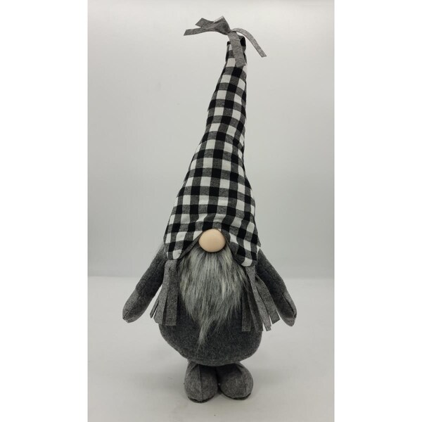 Palacedesigns 27 x 10 x 6.7 in. Black & White Buffalo Plaid Standing Gnome - PA3093173