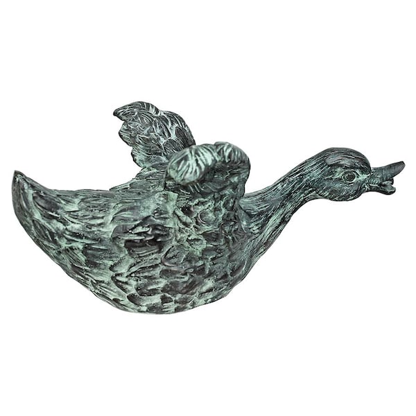 Design Toscano Lindell Pond Bronze Ducks Spitting Garden Statue: Sliding Duck - SU1016