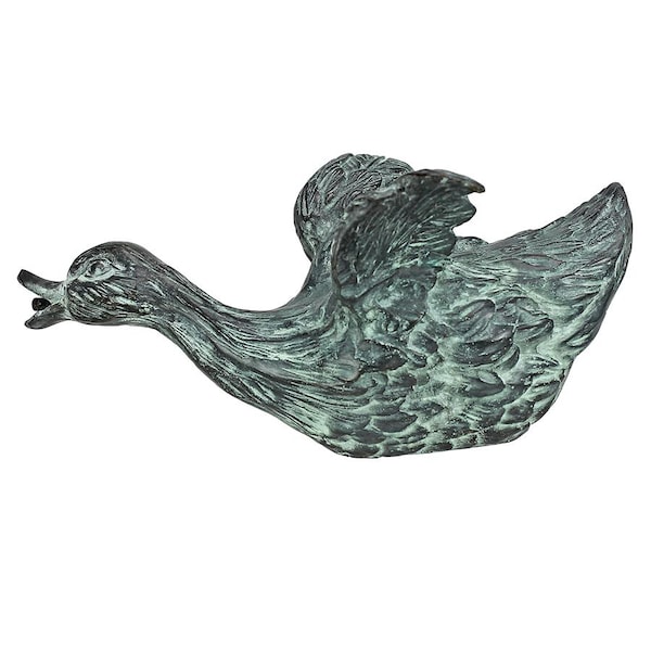 Design Toscano Lindell Pond Bronze Ducks Spitting Garden Statue: Sliding Duck - SU1016