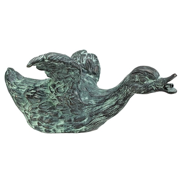Design Toscano Lindell Pond Bronze Ducks Spitting Garden Statue: Sliding Duck - SU1016