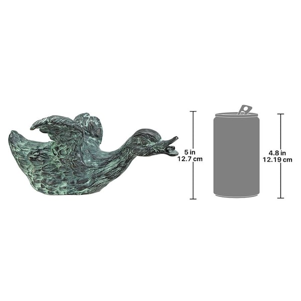 Design Toscano Lindell Pond Bronze Ducks Spitting Garden Statue: Sliding Duck - SU1016