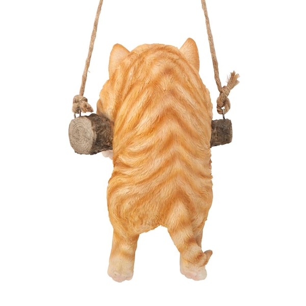 Design Toscano Orange Tabby Kitty on a Perch Hanging Cat Sculpture - JQ108049