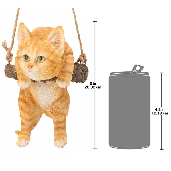 Design Toscano Orange Tabby Kitty on a Perch Hanging Cat Sculpture - JQ108049