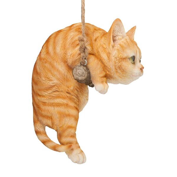 Design Toscano Orange Tabby Kitty on a Perch Hanging Cat Sculpture - JQ108049