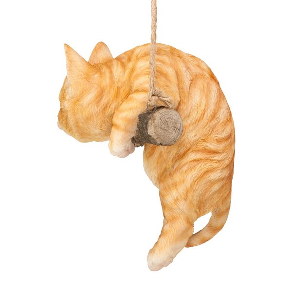 Design Toscano Orange Tabby Kitty on a Perch Hanging Cat Sculpture - JQ108049