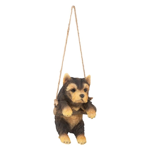 Design Toscano Yorkie Puppy on a Perch Hanging Dog Sculpture - JQ11421