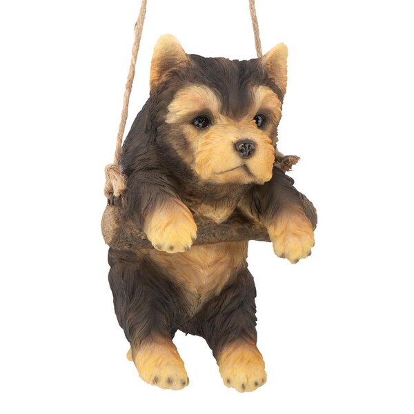 Design Toscano Yorkie Puppy on a Perch Hanging Dog Sculpture - JQ11421