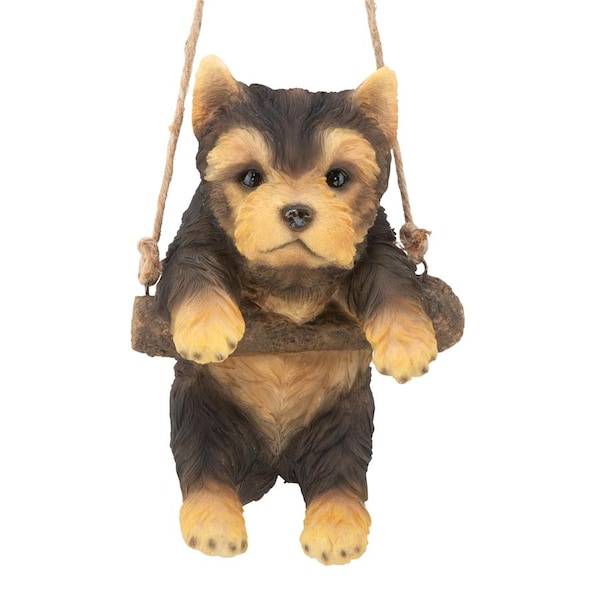 Design Toscano Yorkie Puppy on a Perch Hanging Dog Sculpture - JQ11421