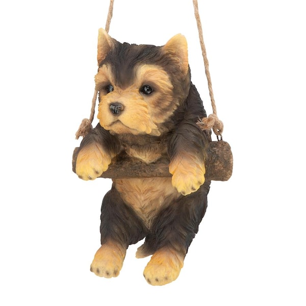 Design Toscano Yorkie Puppy on a Perch Hanging Dog Sculpture - JQ11421