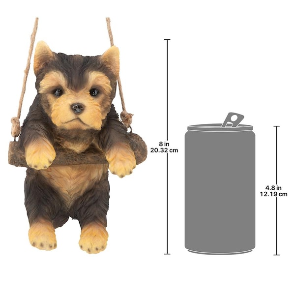Design Toscano Yorkie Puppy on a Perch Hanging Dog Sculpture - JQ11421