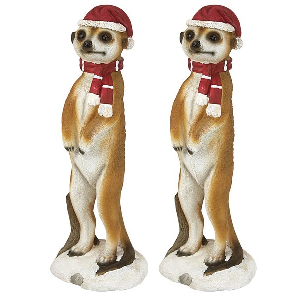 Design Toscano Merry Meerkat Holiday Greeter Statue: Set of Two - QL957961