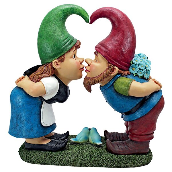 Design Toscano Kiss and Tell, Lover Gnomes Statue - QM2796400