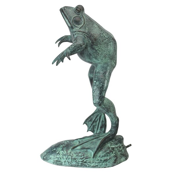 Design Toscano Giant Jumping, Spitting, Leaping Frog Bronze Garden Statue - SU1870