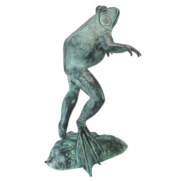 Design Toscano Giant Jumping, Spitting, Leaping Frog Bronze Garden Statue - SU1870