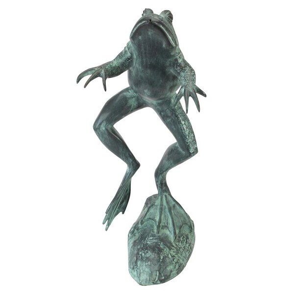 Design Toscano Giant Jumping, Spitting, Leaping Frog Bronze Garden Statue - SU1870
