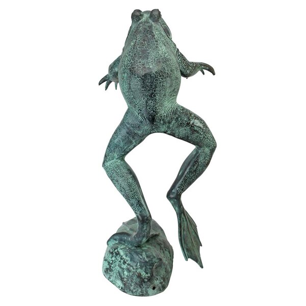 Design Toscano Giant Jumping, Spitting, Leaping Frog Bronze Garden Statue - SU1870