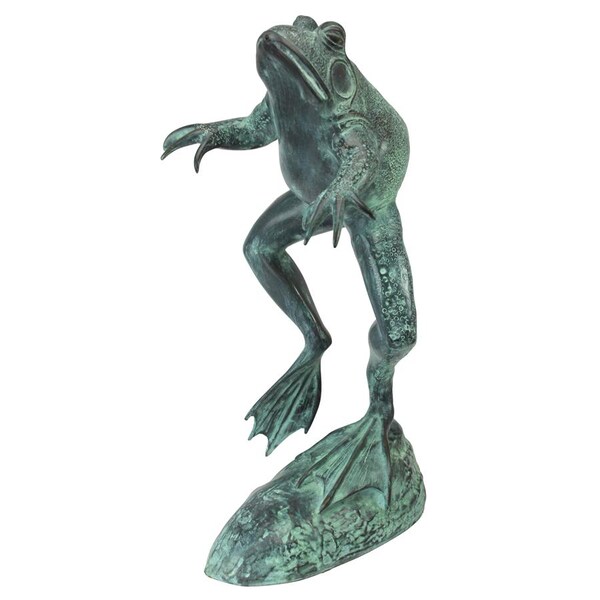 Design Toscano Giant Jumping, Spitting, Leaping Frog Bronze Garden Statue - SU1870