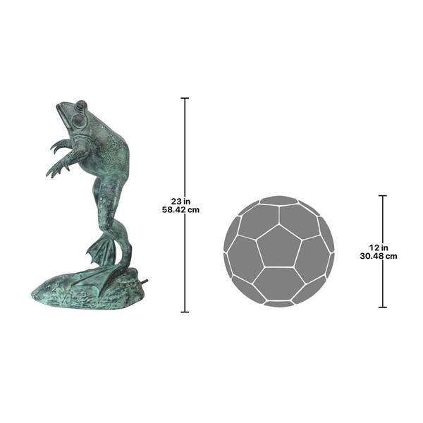 Design Toscano Giant Jumping, Spitting, Leaping Frog Bronze Garden Statue - SU1870