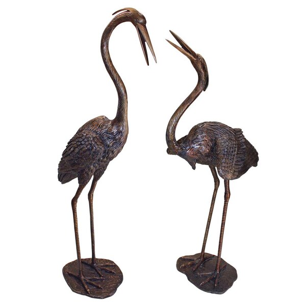 Design Toscano Grande Heron Cast Bronze Garden Statue Set - PN96970