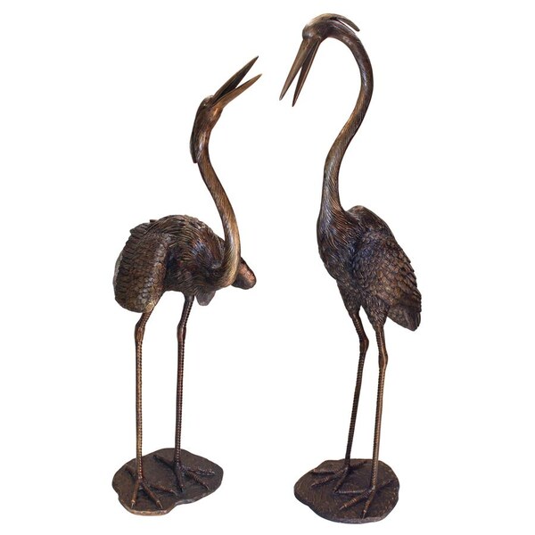 Design Toscano Grande Heron Cast Bronze Garden Statue Set - PN96970
