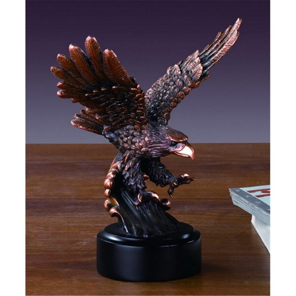 Dwellingdesigns F Eagle Bronze Plated Resin Sculpture - 7.5 x 1.2 x 7.5 in. - DW3083329