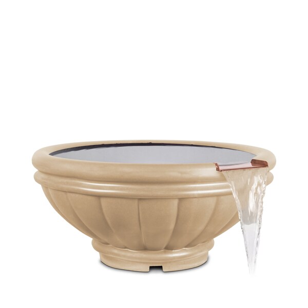 The Outdoor Plus 24 Round Roma Water Bowl - GFRC Concrete - Vanilla - - OPT-ROMWO24-VAN