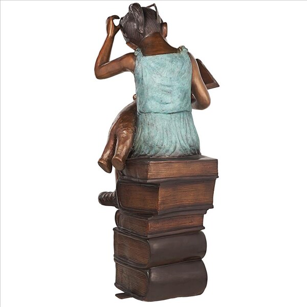 Design Toscano Book Loving Betty Reading Girl Bronze Garden Statue - KW97131