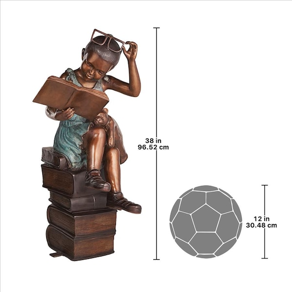 Design Toscano Book Loving Betty Reading Girl Bronze Garden Statue - KW97131
