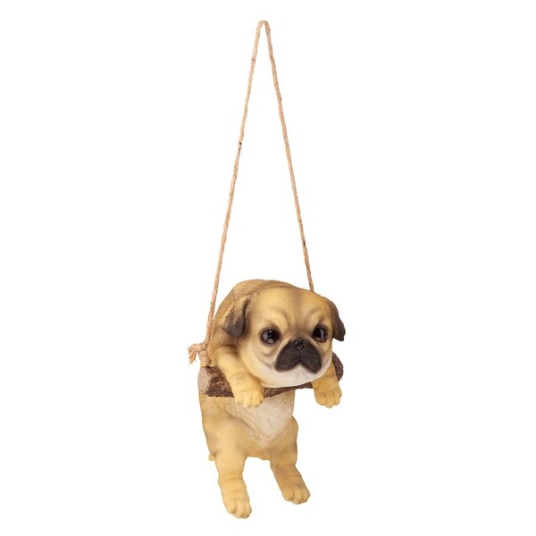 Design Toscano Pug Puppy on a Perch Hanging Dog Sculpture - JQ108059