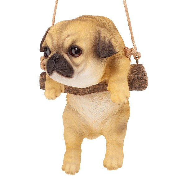 Design Toscano Pug Puppy on a Perch Hanging Dog Sculpture - JQ108059