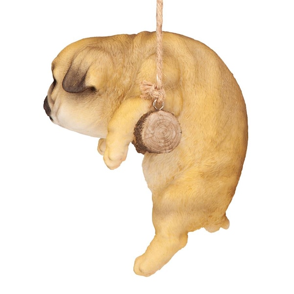 Design Toscano Pug Puppy on a Perch Hanging Dog Sculpture - JQ108059