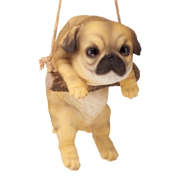 Design Toscano Pug Puppy on a Perch Hanging Dog Sculpture - JQ108059