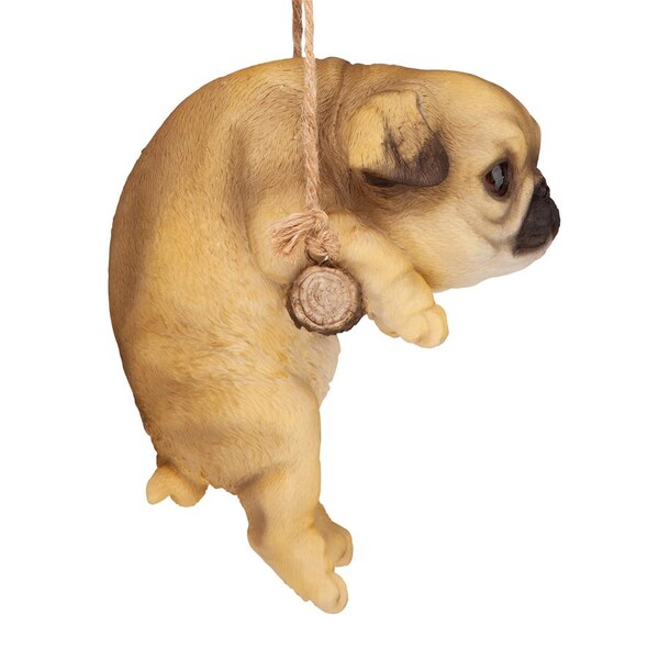 Design Toscano Pug Puppy on a Perch Hanging Dog Sculpture - JQ108059
