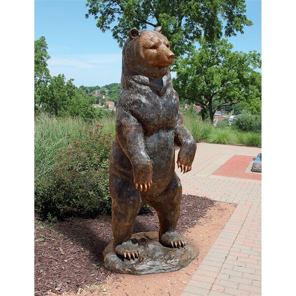 Design Toscano Standing Black Bear Cast Bronze Garden Statue - PN5862