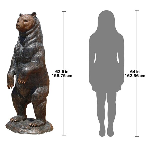 Design Toscano Standing Black Bear Cast Bronze Garden Statue - PN5862
