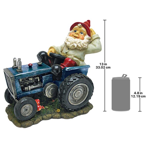 Design Toscano Plowing Pete on His Tractor Garden Gnome Statue - QL153684