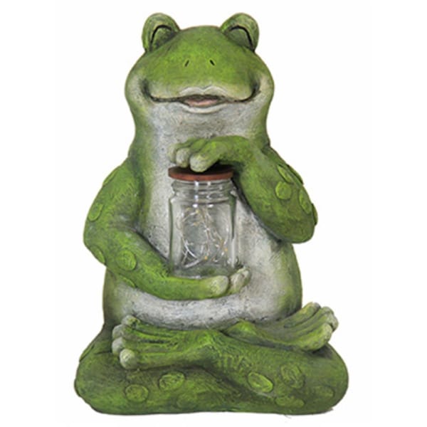 Terasu Garden Supplies Solar LED Frog with Jar of Fire Flies Statue - TE2668769