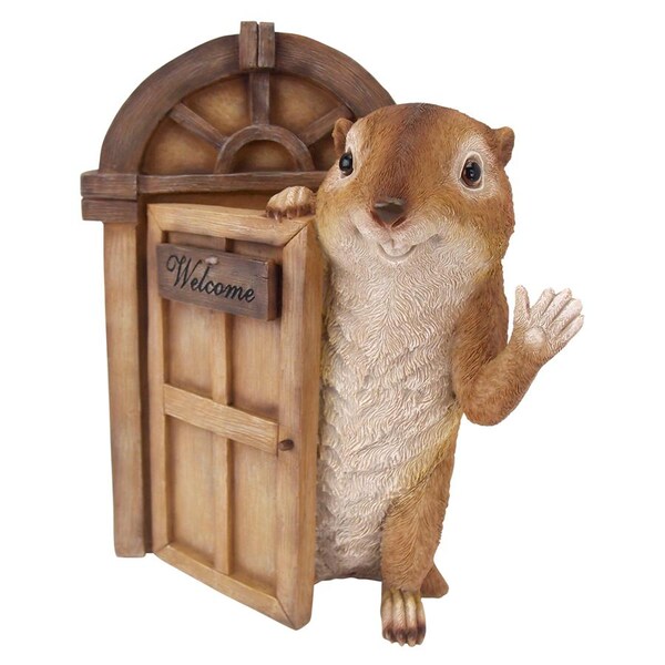 Design Toscano Garden Greetings Squirrel Welcome Tree House Door Sculpture - QM2673800