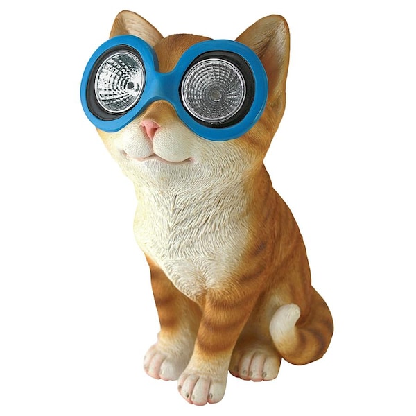Design Toscano Bright Eyes Solar Cat Garden Statue - QL58930